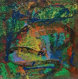 Mixed Media Intuitive Abstract Painting on Stretched Burlap