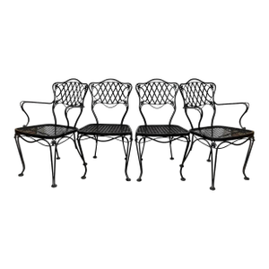 1960s Woodard Florentine Orleans Pattern Iron Patio Chairs - Set of 4