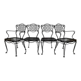 Woodard Florentine Orleans Pattern Iron Patio Chairs - Set of 4 For Sale