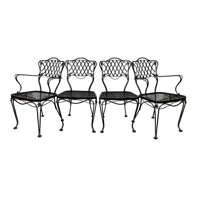 Woodard Florentine Orleans Pattern Iron Patio Chairs - Set of 4 For Sale