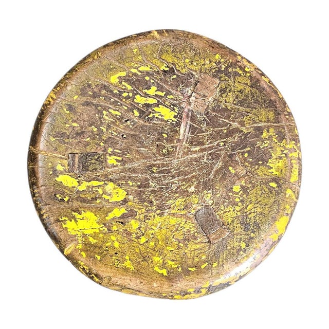 Brown Primitive Wooden Tripod Stool / Height 52 Cm For Sale - Image 8 of 18