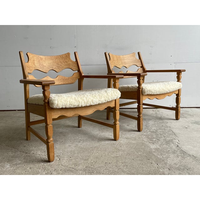 Vintage Danish Razorblade Oak Lounge Chairs by Henning Kjærnulf, 1960s, Set of 2 For Sale - Image 12 of 12