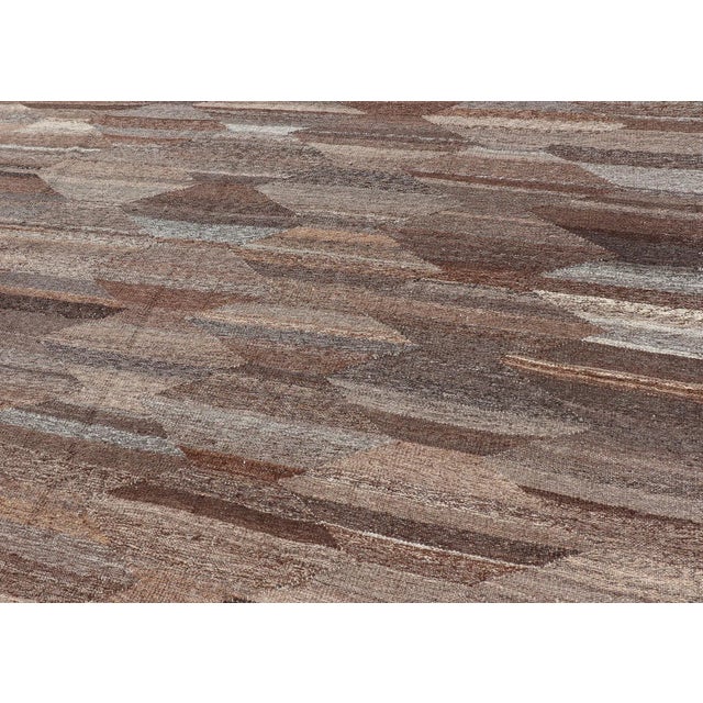 Natural Brown Color-Tone Flat-Weave Kilim by Keivan Woven Arts 6'9 X 9'9 For Sale - Image 10 of 13