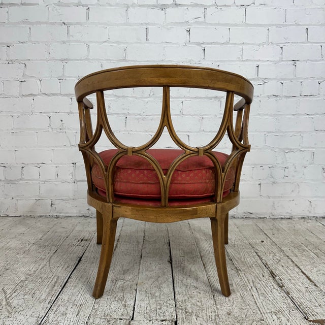 Hollywood Regency Tomlinson Sophisticate Hollywood Regency Spider Web Barrel Back Armchair For Sale - Image 3 of 12
