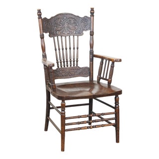English Bar Chair with Wood Carvings For Sale