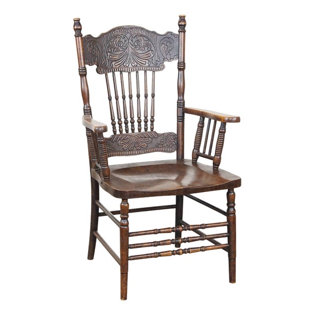 English Bar Chair with Wood Carvings For Sale