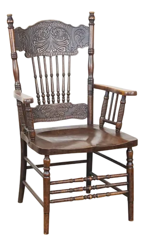 English Bar Chair with Wood Carvings