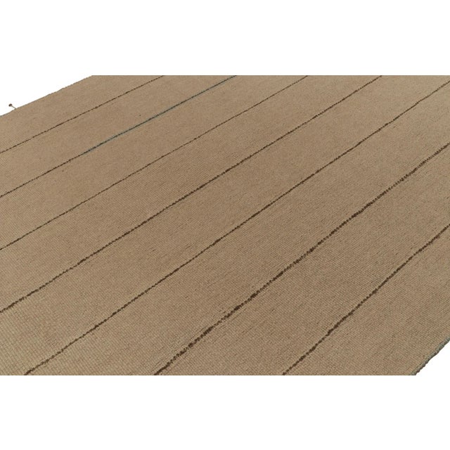 Rug & Kilim Rug & Kilim’s Contemporary Kilim in Beige With Blue and Brown Stripes For Sale - Image 4 of 8