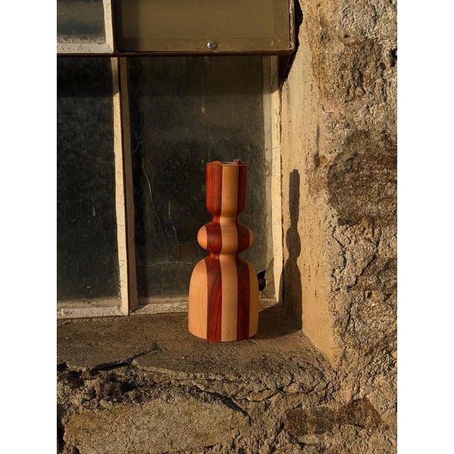 Contemporary Beech and Cumaru Candlestick 2 by Romain Des Bois For Sale - Image 3 of 13