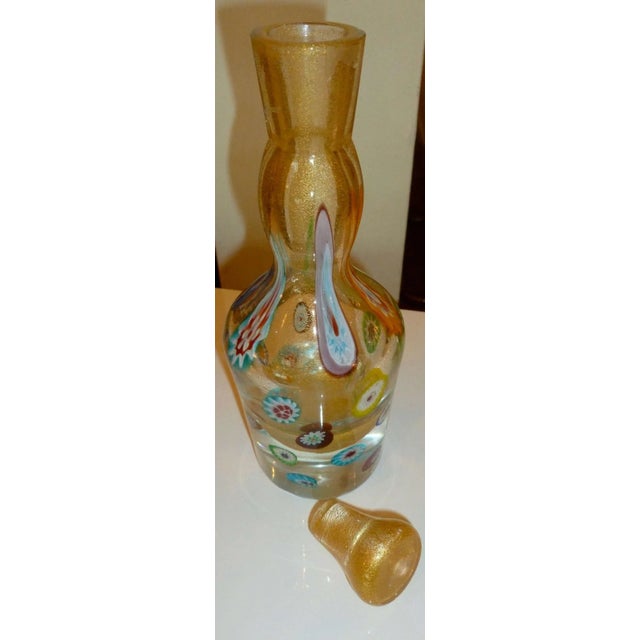 1950s Vintage Murano Fratelli Toso Decanter Bottle With Gold Aventurines and Murrines, 1950's For Sale - Image 5 of 10