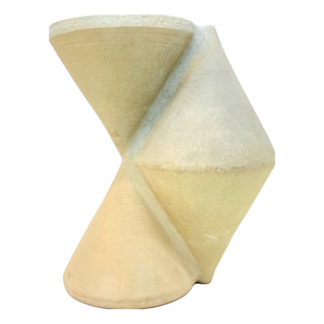 Vintage Geometric Studio Ceramics Vase, 1980s For Sale