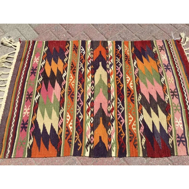 Small Bohemian Kilim Rug, 49.5" X 34" For Sale In Raleigh - Image 6 of 11
