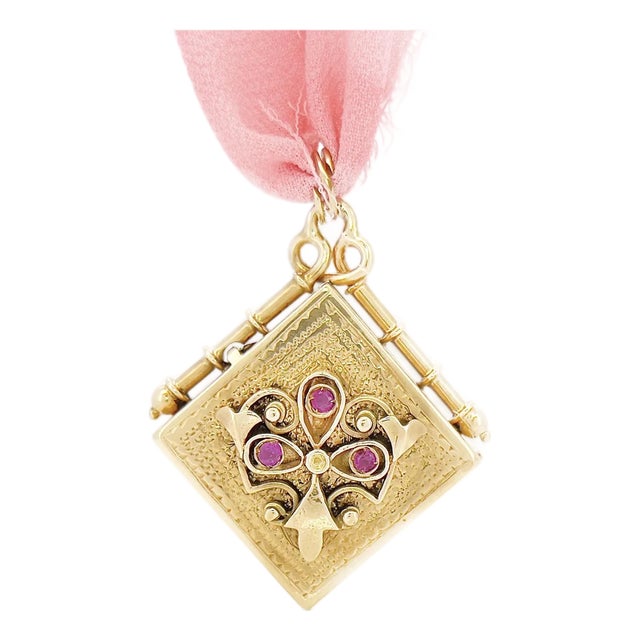 Late 19th Century Victorian 14k Ruby Locket For Sale