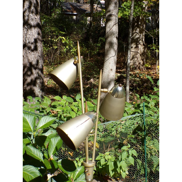 Vintage Mid Century Modern Avocado Cone Bullet Light Metal Floor Lamp Industrial For Sale - Image 12 of 12