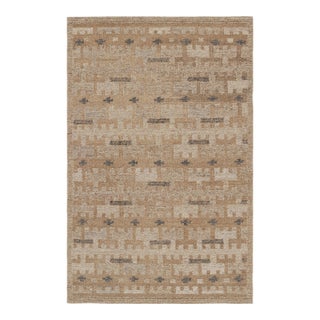 Rug & Kilim’s Scandinavian Style Rug in Beige-Brown Geometric Patterns - 3x12 For Sale
