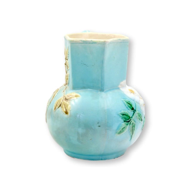 Late 19th Century Late 19th Century Large English Dogwood Blossom Majolica Water Pitcher For Sale - Image 5 of 6