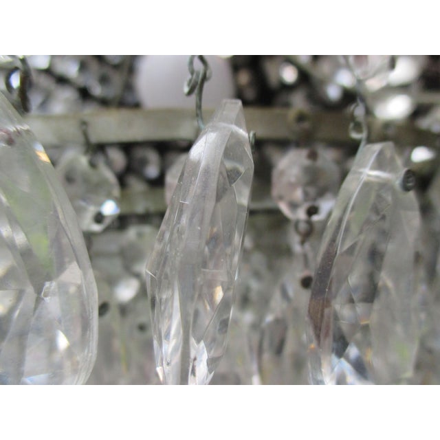 1920s Gilt Brass and Crystal Beaded Basket Chandelier For Sale - Image 10 of 11