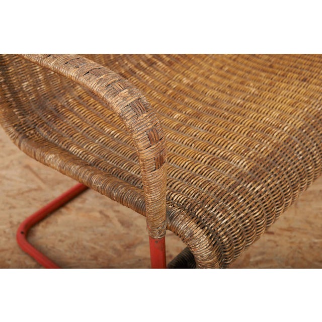 Bench in Red Lacquered Tubular Steel, 1920s For Sale - Image 6 of 13