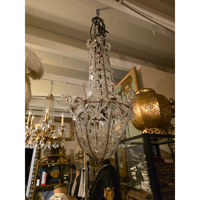 Transparent Beaded French Chandelier For Sale - Image 8 of 10