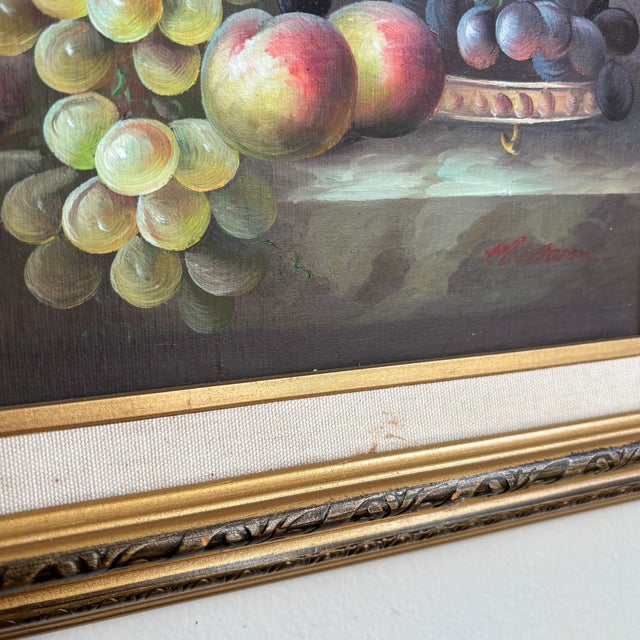 Original Acrylic on Board Fruit & Wine Still Life, Framed For Sale - Image 12 of 16