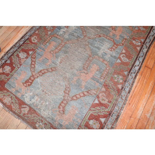 Zabihi Collection Persian Kurd Lion Antique Rug - 3'3" x 6'2" For Sale - Image 4 of 11
