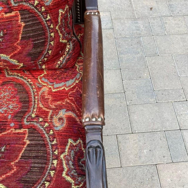 Paul Schatz Lounge Chair With Floral Red Upholstery and Wood Frame For Sale - Image 10 of 10