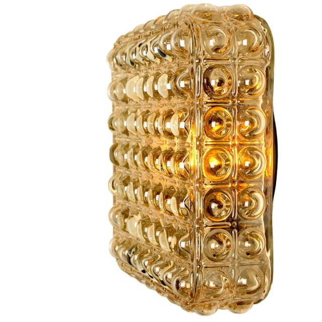 Square Shaped Bubble Glass Wall Lights attributed to Glashütte from Limburg, 1970s, Set of 2 For Sale - Image 6 of 11