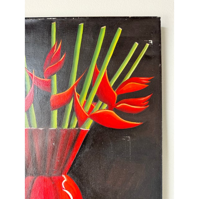 1980s Vintage Tropical Still Life Oil on Canvas Painting, Signed For Sale - Image 5 of 11