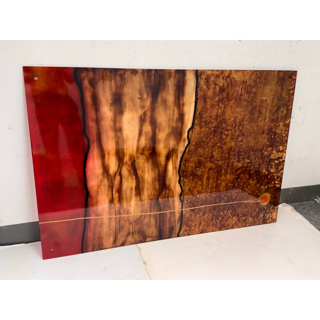 2010s Palomas Painted Glass Panel Wall Art For Sale - Image 5 of 12