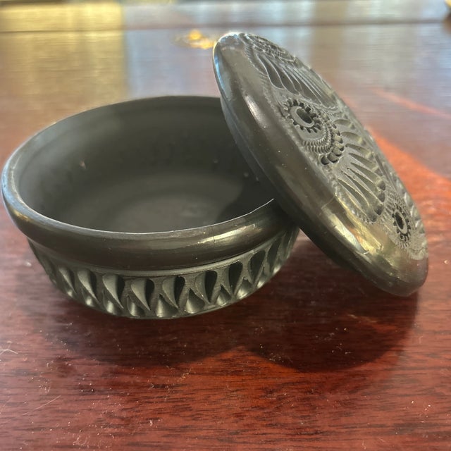 Mexican Mexican Black Clay Pottery Box For Sale - Image 3 of 4