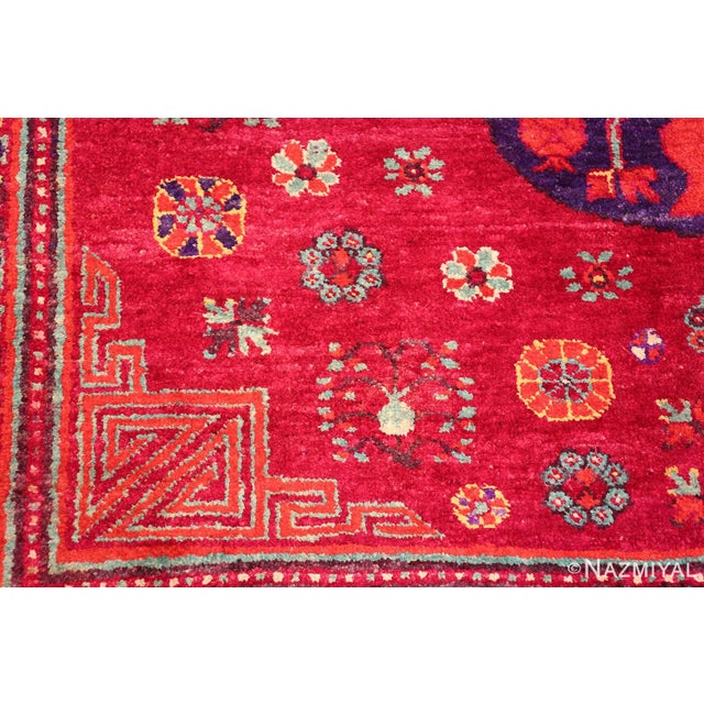 Nazmiyal Collection Vibrant Vintage Silk Pomegranate Khotan Rug For Sale - Image 9 of 13