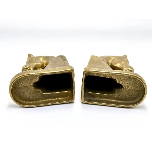 Gold Vintage Trojan Brass Horse Head Bookends, 1960s, Set of 2 For Sale - Image 8 of 10