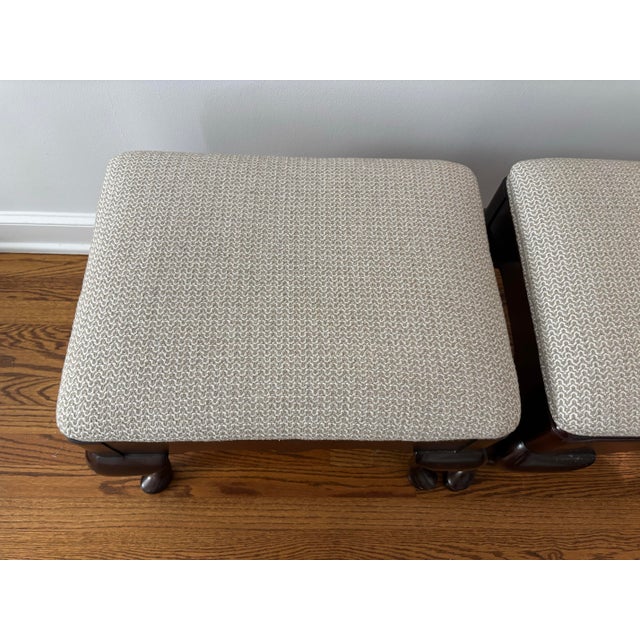 Statton Furniture Late Twentieth Century Statton Old Towne Queen Anne Mahogany Footstools or Benches, a Pair For Sale - Image 4 of 10