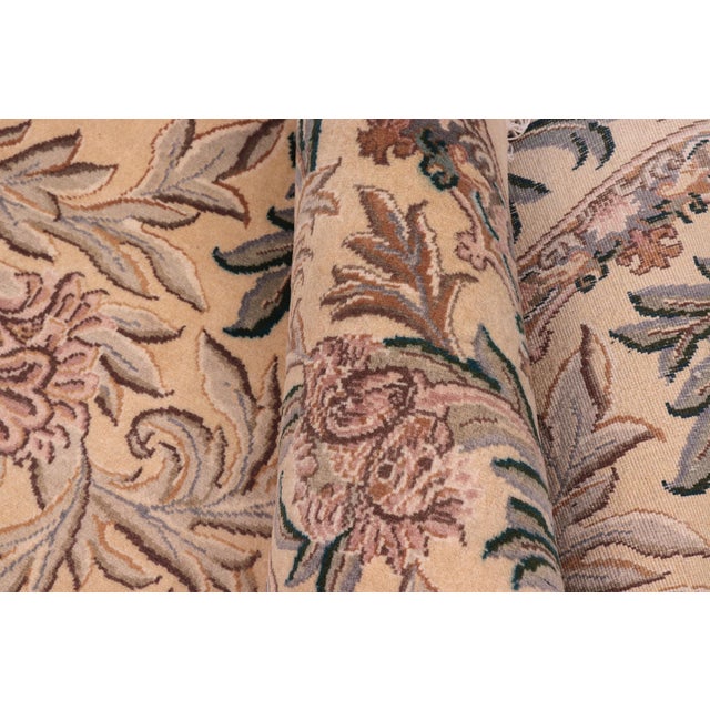 Pink Shabby Chic 1990's Medallion Tulip Pak-Persian Gold/Pink Wool Round Rug- 8'2'' X 8'3'' For Sale - Image 8 of 9