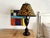 Vintage Black Metal Urn Lamp With Leopard Print Shade For Sale - Image 11 of 12