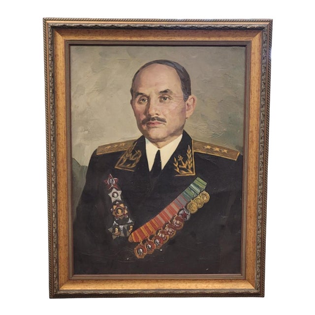Vintage 1940s Oil Painting of an Admiral For Sale