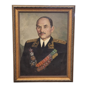 Vintage 1940s Oil Painting of an Admiral