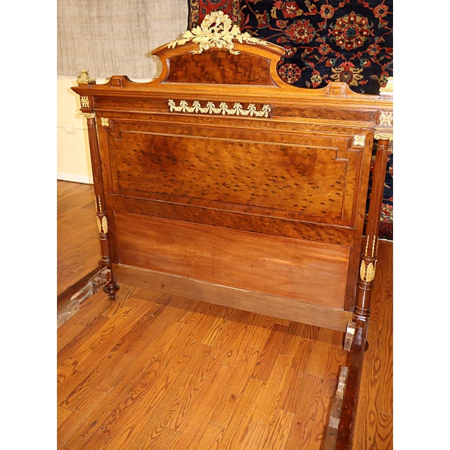 19th Century Bronze Mounted French Plum Pudding Acajou Mahogany Full Size Bed For Sale - Image 9 of 10