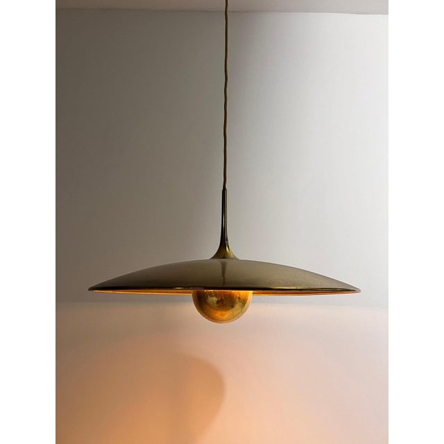 1st Edition Brass Pendant Lamp with Counterweight attributed to Florian Schulz, 1960s For Sale - Image 15 of 17