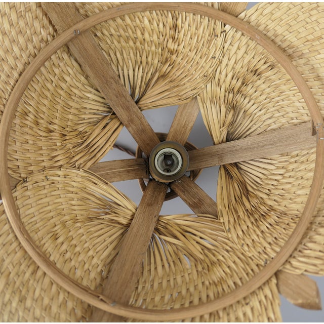 Chandelier in Woven Palm Leaves, Germany, 1970s For Sale - Image 6 of 12