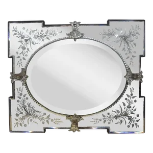 Etched and Beveled Venetian Mirror