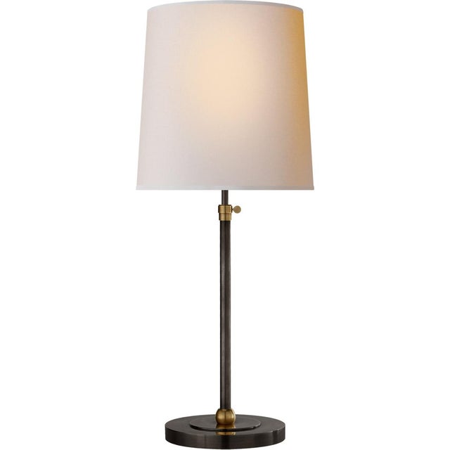 Bryant Large Table Lamp in Bronze and Hand-Rubbed Antique Brass with Natural Paper Shade Designer: Thomas O'Brien Height:...