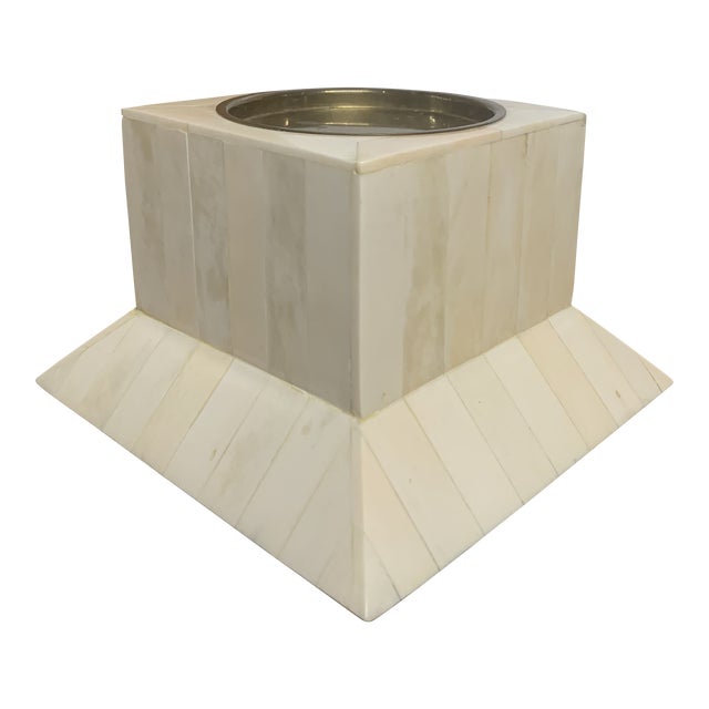 Vintage 1970s Brutalist Style Tessellated Bone Candle Holder in the Manner of Enrique Garcel For Sale