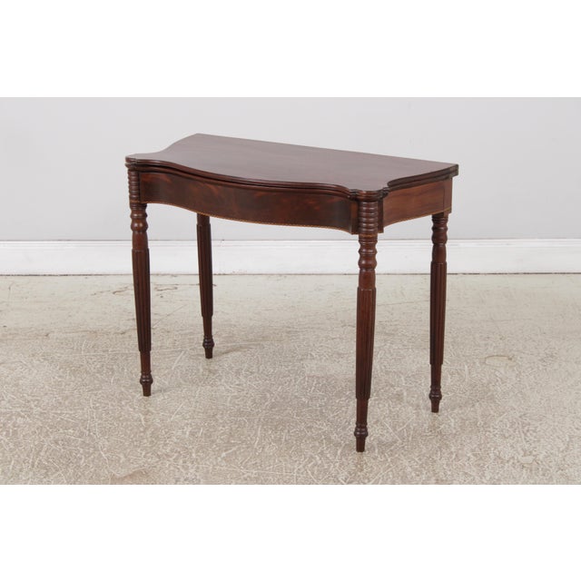 Antique 19th Century Mahogany Inlaid Flip Top Game Table For Sale - Image 4 of 16