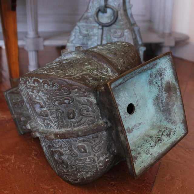 Pair of Chinese Bronze Archaic Style Urns For Sale - Image 12 of 12