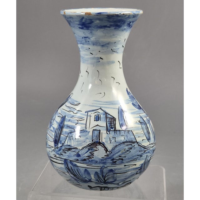 Antique Cantagalli Blue and White Savona Style Maiolica Cabinet Vase, Florence, 1884 For Sale - Image 13 of 13