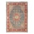 Antique Turkish Oushak Rug on a Blue Background and Orange-Red Color Border For Sale