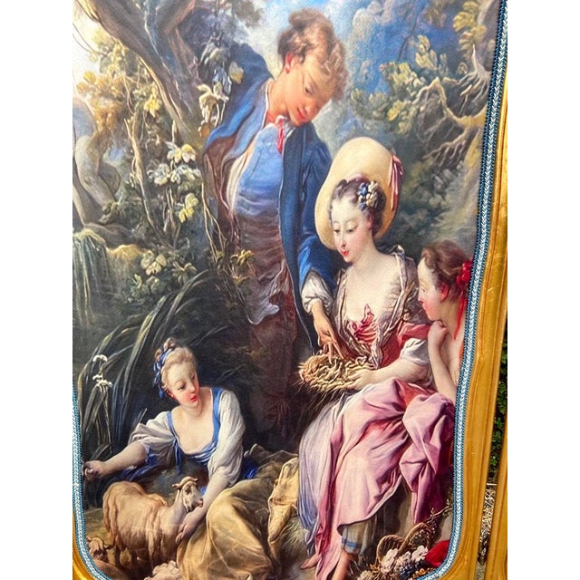 Gold Late 20thC French Louis XVI Gold Beech Room Divider Screen - 3 Panels For Sale - Image 8 of 18