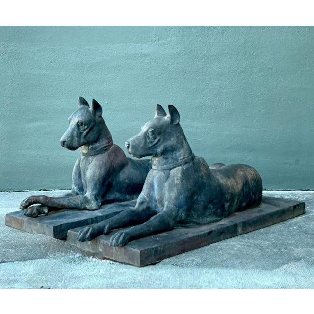 Vintage Boho French George Ducat Patinated Bronze Great Danes For Sale In West Palm - Image 6 of 12