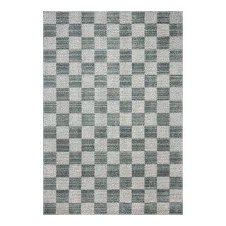 Chris Loves Julia x Loloi Calvin Blue / Ivory 7'-10" x 7'-10" Round Area Rug For Sale